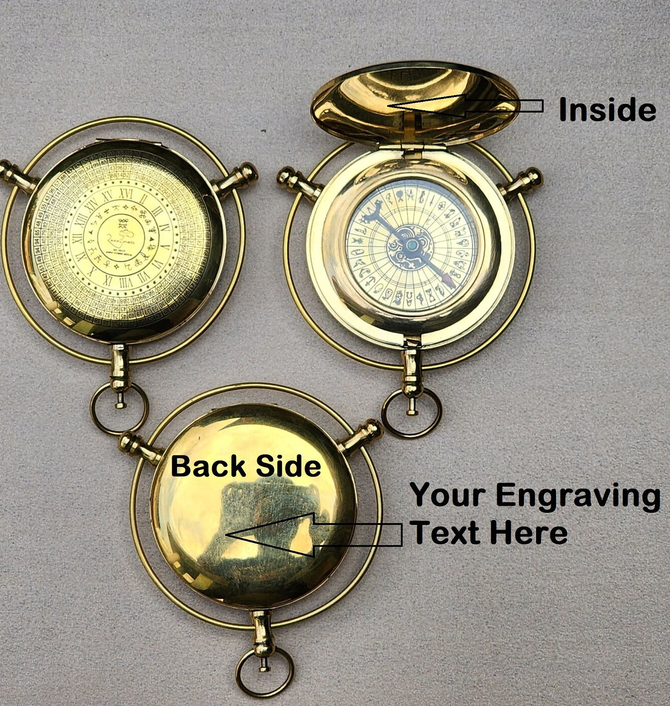 Functional Symbolic Compass Brass Alethiometer Compass - Detailed ...
