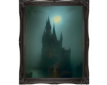 Oil Painting. Castle darkness VI. original artwork. painting. Print. Poster. Gothic Home Decor.