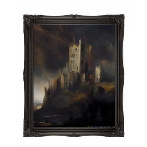 Oil Painting. Castle ruins. original artwork. painting. Print. Poster. Gothic Home Decor.