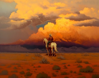 The lone ranger VIX. Original oil artwork. Digital download. Cowboy western painting. Digital art Print. Poster. Gothic Home Decor.