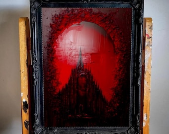 Dracula's Castle. Version II. Oil Painting Print, Gothic Home Decor. No frame.