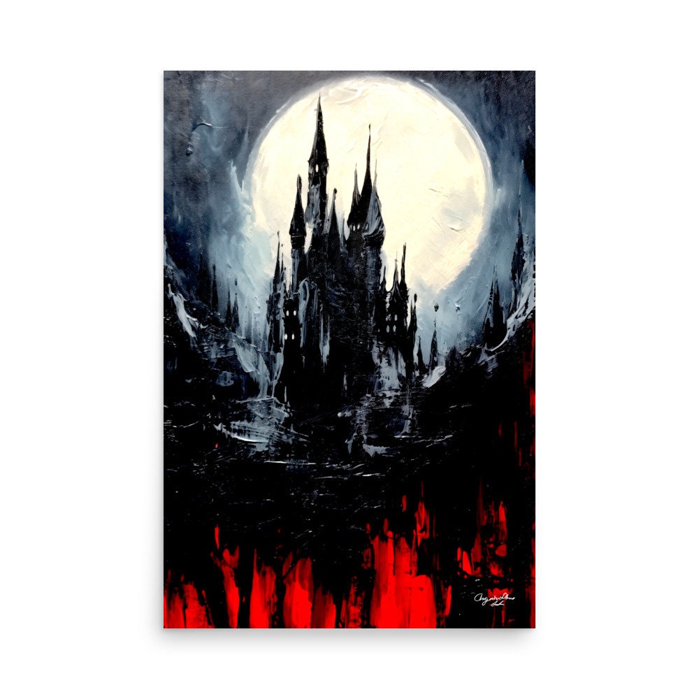 Castlevania Dracula's Castle Oil Painting Print, Gothic Home Decor - Etsy, image size:1000x1000