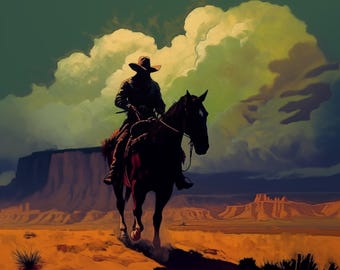 Riders in the storm V8. original artwork. painting. Print. Poster. western style Home Decor. DIGITAL DOWNLOAD