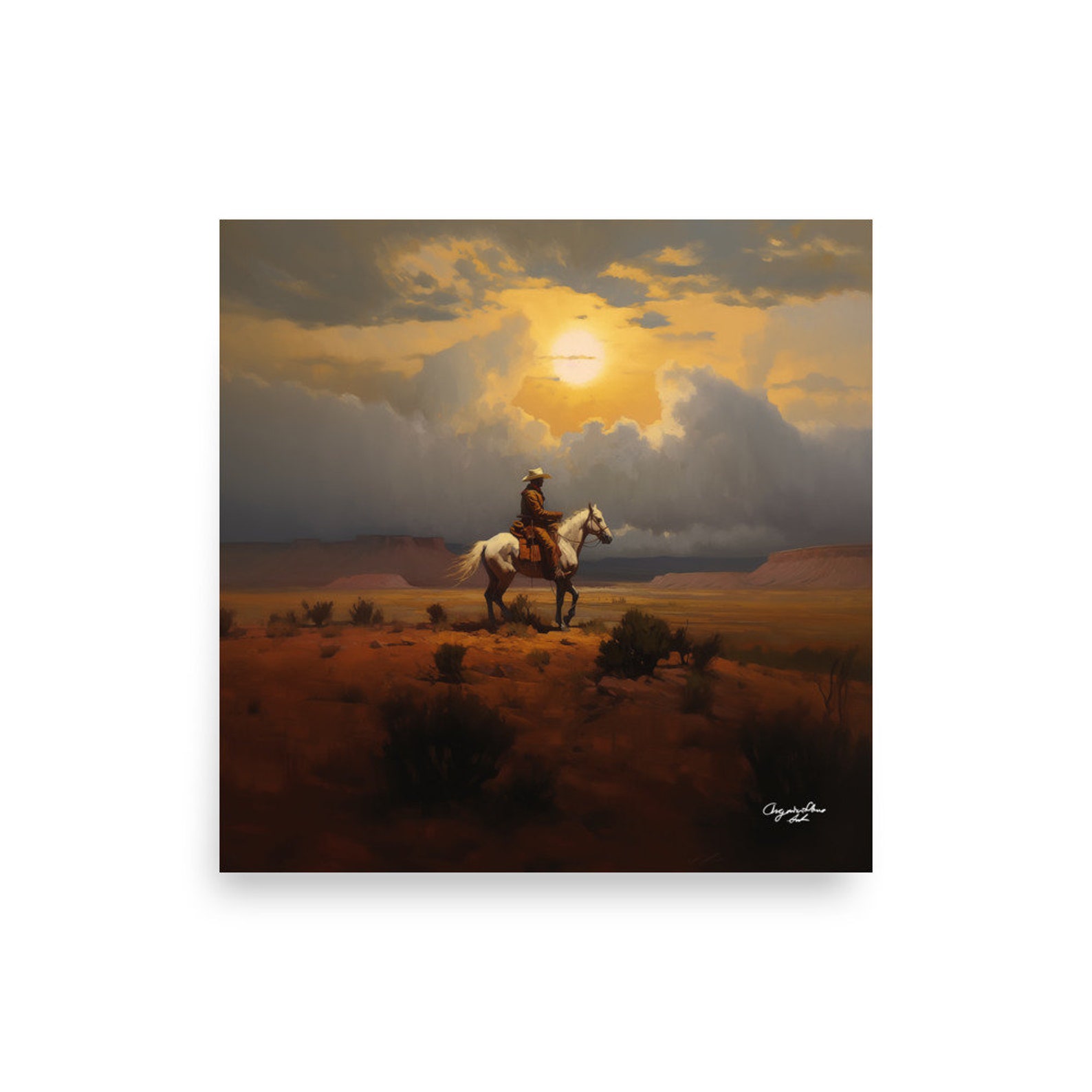Sunset Rider Gallery The Sunset Rider. Original Oil Artwork. Cowboy Western Painting ...
