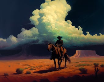 Riders in the storm V4. original artwork. painting. Print. Poster. western style Home Decor. DIGITAL DOWNLOAD