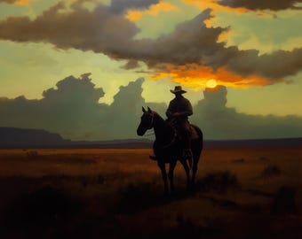 Riders in the storm V6. original artwork. painting. Print. Poster. western style Home Decor. DIGITAL DOWNLOAD