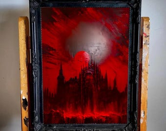 Dracula's Castle. Version III. Oil Painting Print, Gothic Home Decor. No frame.