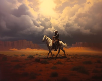 The sheriffs storm. Original oil artwork. Digital download. Cowboy western painting. Digital art Print. Poster. Gothic Home Decor.