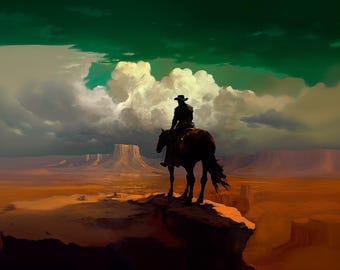 Riders in the storm V2. original artwork. painting. Print. Poster. western style Home Decor. DIGITAL DOWNLOAD