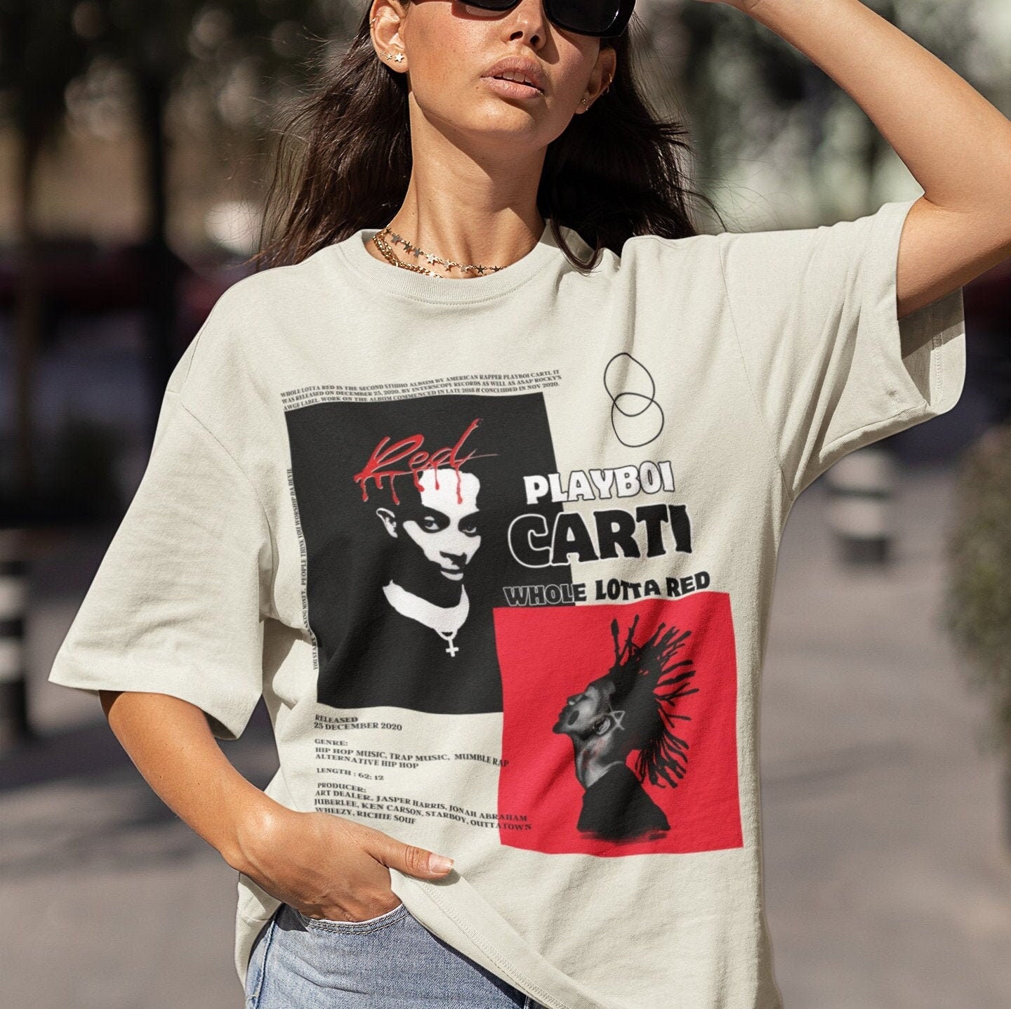 Rapper Playboi Carti T-shirts Music Album Whole Lotta Red Graphic Print  T-shirt Men's Clothes Vintage Hip Hop T Shirt Streetwear