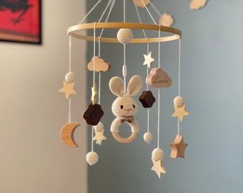 Regenbogen-Baby-Mobile | Kinderzimmerdekoration | Mobile Montessori | Geburtsgeschenk | Personalisiertes Geschenk aus Holz