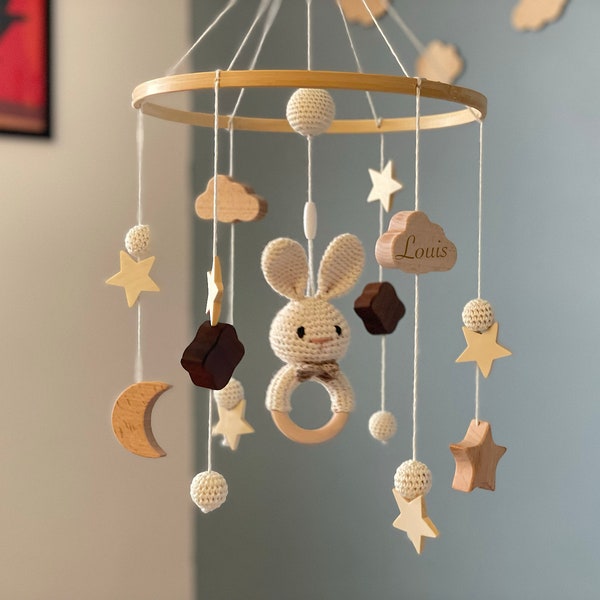 Mobile Bébé arc-en-ciel  | Décoration chambre enfant | Mobile Montessori | Cadeau de naissance | Cadeau personnalisé en bois