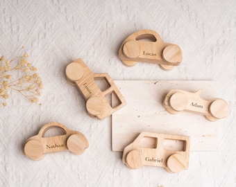 Personalized wooden car / Wooden urban vehicle set / Child's birthday gift / Birth gift, personalized Christmas