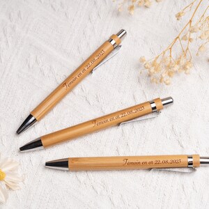Stylo en bambou personnalisé, stylo gravé, cadeau personnalisé pour ASEM, témoin de mariage, anniversaire de collègue, comité d'entreprise