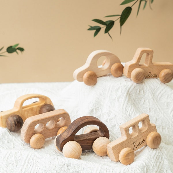 Coche de madera personalizado / Colección de vehículos de madera / Regalo de cumpleaños del niño / Regalo de nacimiento, Navidad personalizada