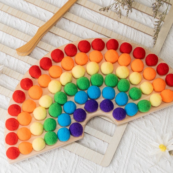Personalized Montessori rainbow toy/Personalized wooden toys/Christmas birthday gift/Nordic wooden sensory toys