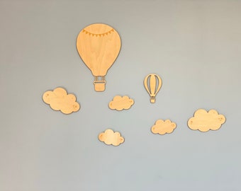 Decorazione murale personalizzata con mongolfiera per la cameretta del neonato/bambino - Regalo di nascita, Battesimo, Compleanno 1, 2, 3 anni, Decorazione murale personalizzata