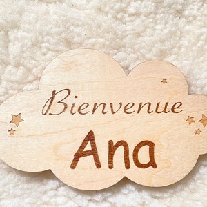 Engraved wooden cloud plaque / Birth souvenir bracelet / birth gift / baby souvenir box image 8