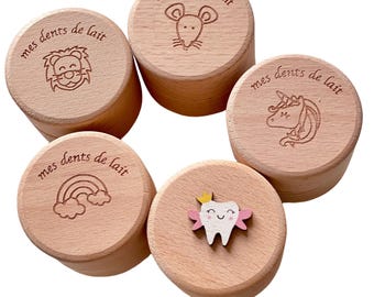 Personalisierte Milchzahndose aus Holz / Personalisiertes Erinnerungsgeschenk / Kinderzimmerdekoration