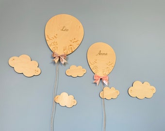 Palloncino personalizzato - Decorazione da parete per cameretta bebè/bambino - regalo nascita - battesimi - compleanno 1, 2, 3 anni