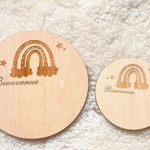 Engraved wooden cloud plaque / Birth souvenir bracelet / birth gift / baby souvenir box image 10