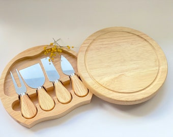 Personalized Bamboo Cheese Service Set, Wedding Gift, Engagement Gift, Gift for Grandma, Mom, Dad, Godmother, Godfather