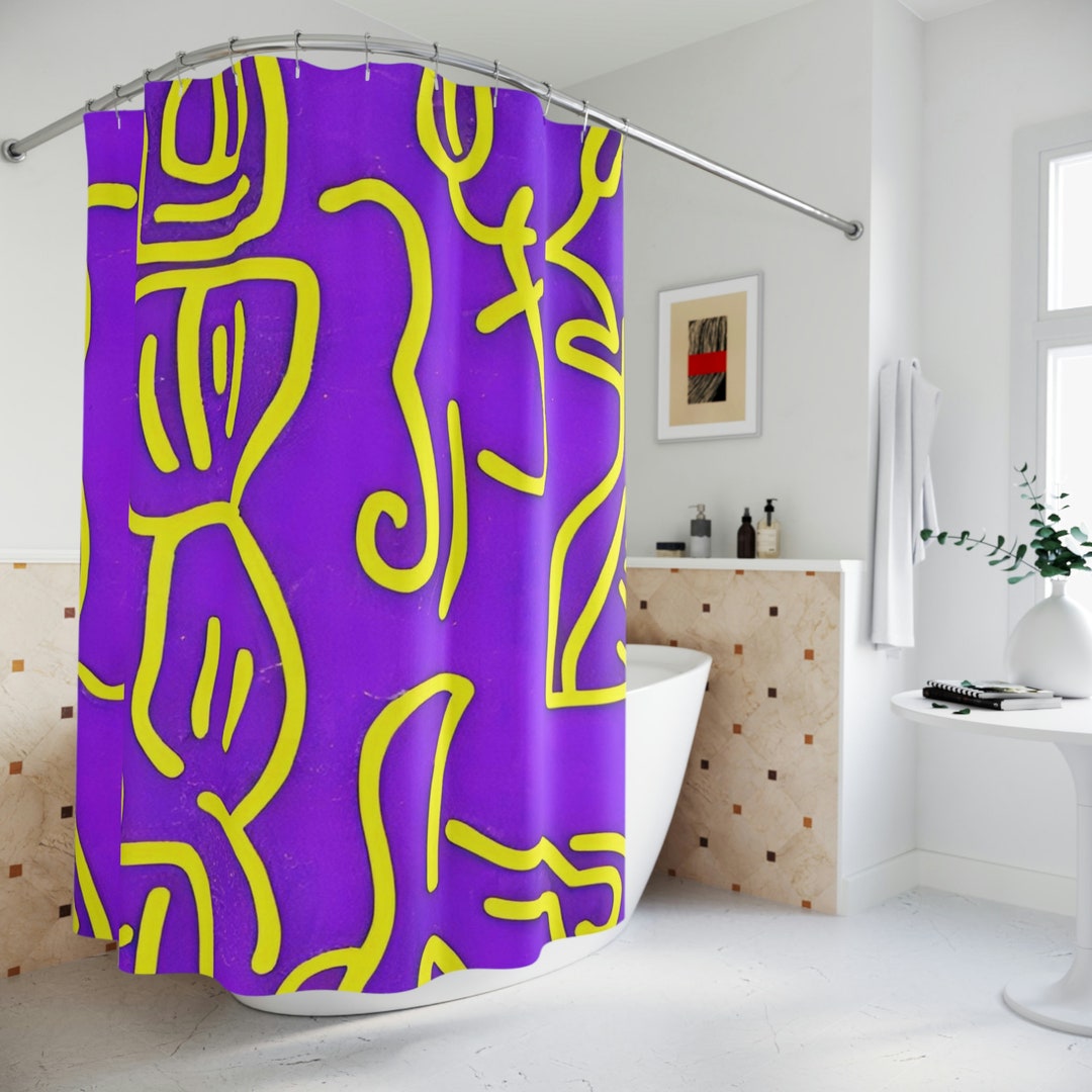 Boho Art Shower Curtain AI Art Print, Modern Bathroom Decor, Abstract