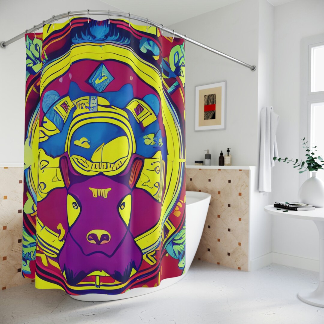 Aries Zodiac Shower Curtain AI Art Print, Modern Bathroom Decor, Zodiac