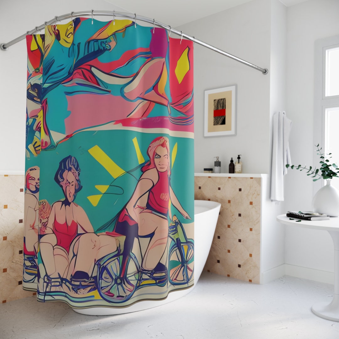 Pop Art Shower Curtain AI Art Design Print 8bit Art Etsy