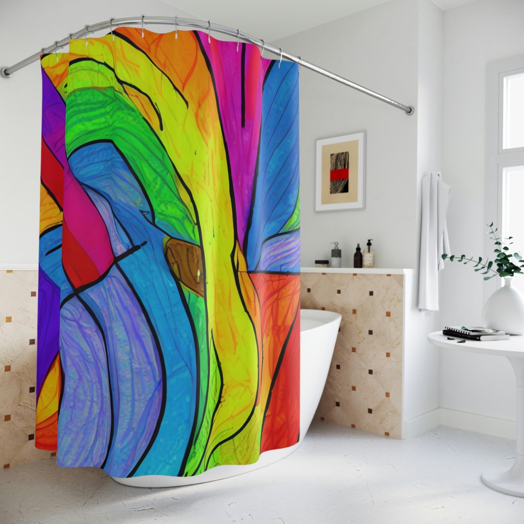 Rainbow Shower Curtain AI Art Design Print Rainbow Art Etsy