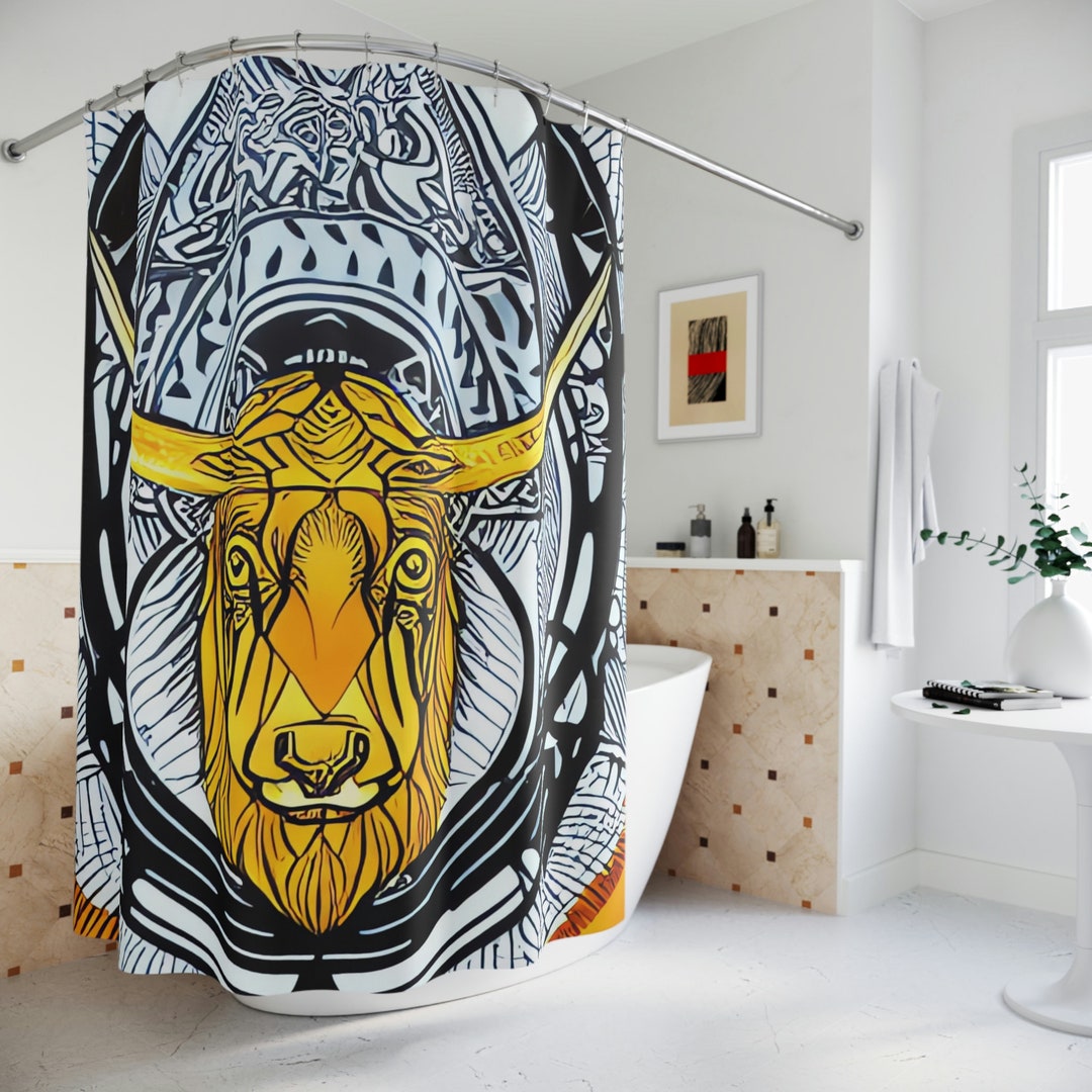 Taurus Zodiac Shower Curtain AI Art Print Modern Bathroom Etsy