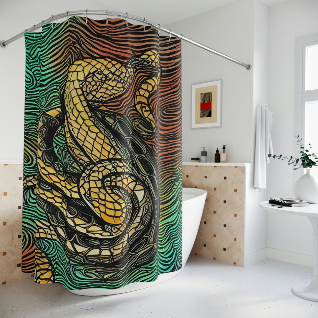 Drawing Bug Pattern Print Bathroom Shower Curtain