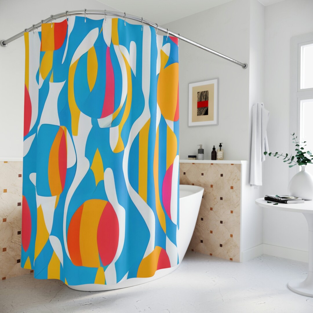 Boho Sunshine Shower Curtain AI Art Print Modern Bathroom Etsy