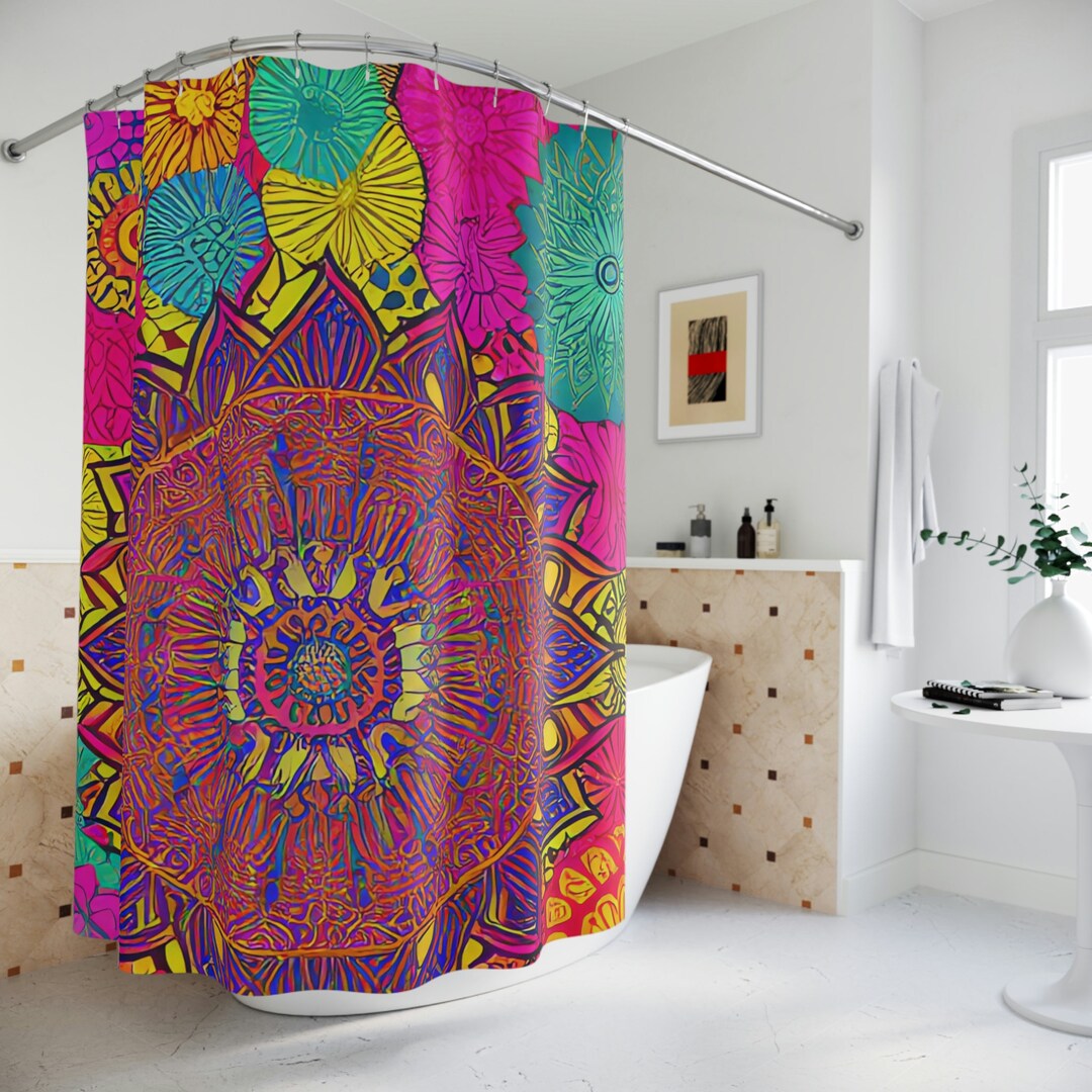 Meditation Yoga Pattern Print Bathroom Shower Curtain