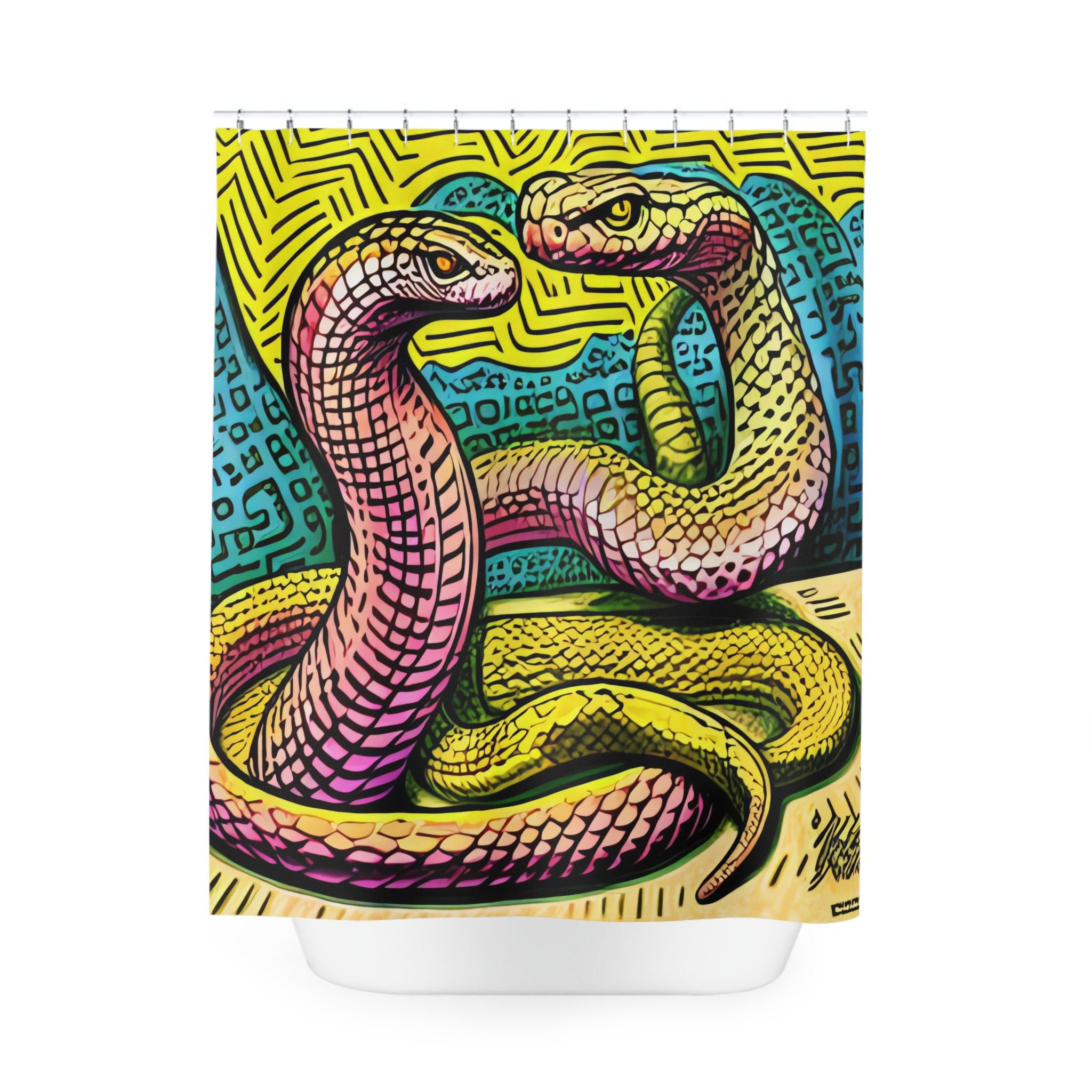 Snake Curtains Colorful Snakes Shower Curtain AI Art Design Print, Modern Bathroom ...