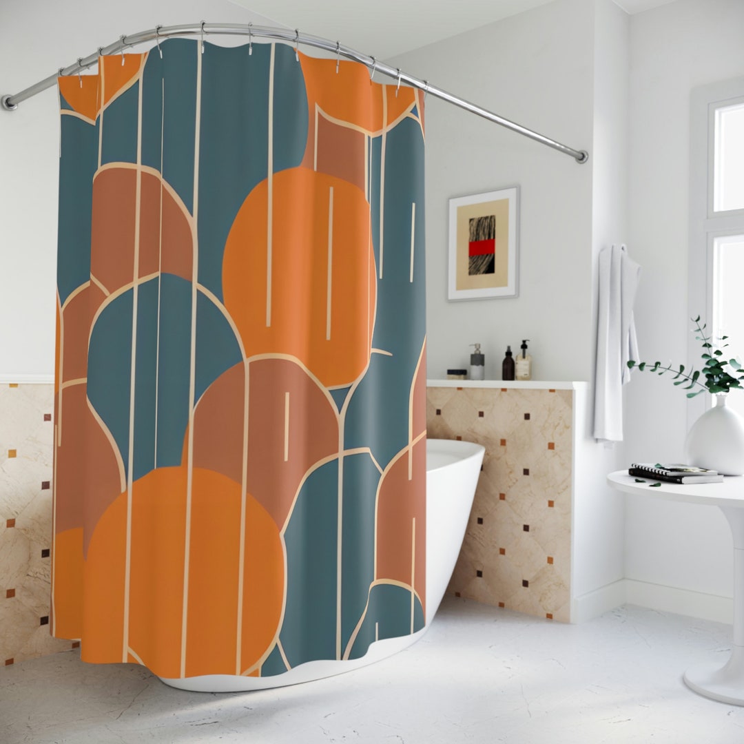 Boho Shower Curtain AI Art Print, Modern Bathroom Decor, Abstract Art