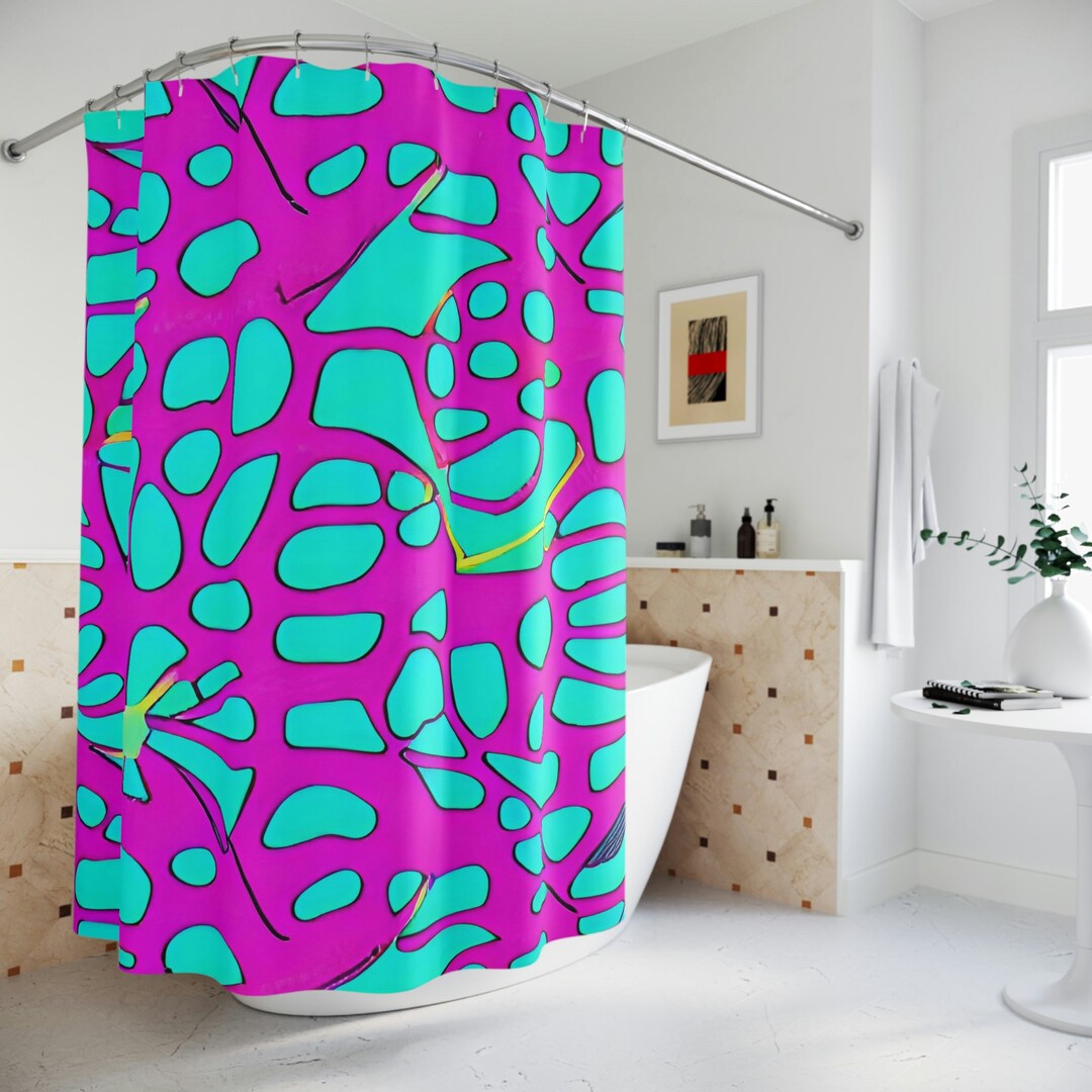 Purple Boho Shower Curtain AI Art Print Modern Bathroom Etsy