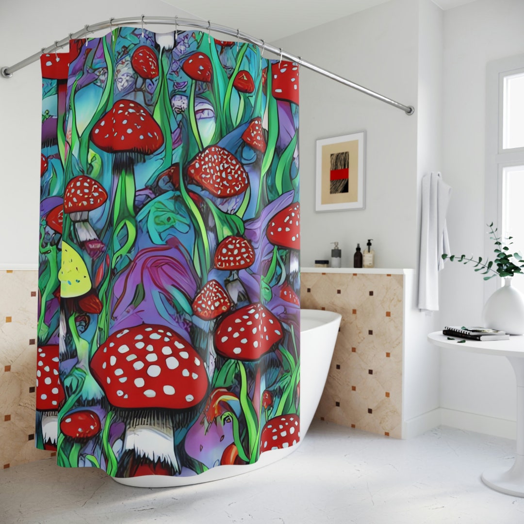 Magic Mushrooms Shower Curtain AI Art Design Print Etsy