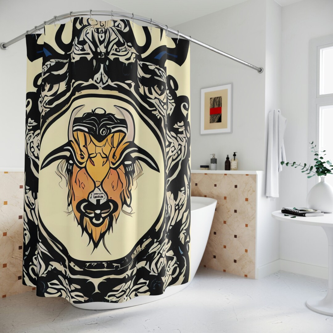 Aries Zodiac Shower Curtain AI Art Print Modern Bathroom Etsy