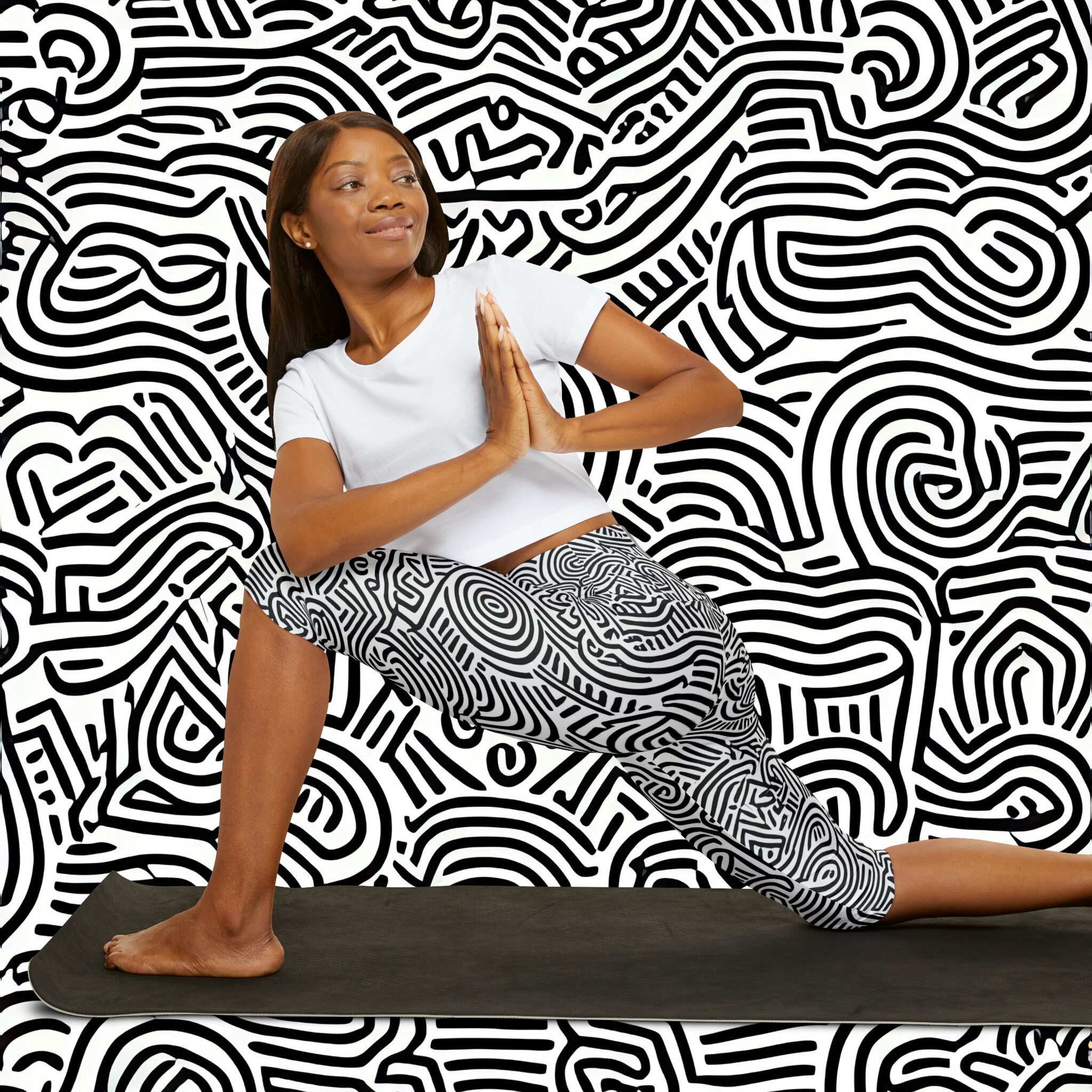 Boho Retro Yoga Capri Leggings (AOP) - AI Art Design Print