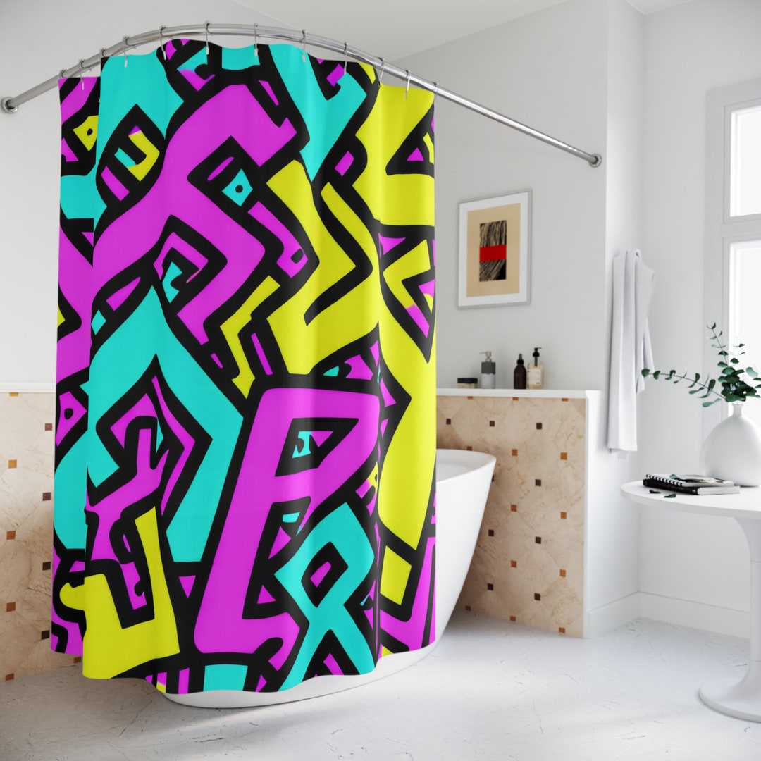 abstract-pop-art-shower-curtain-ai-art-print-modern-bathroom-decor