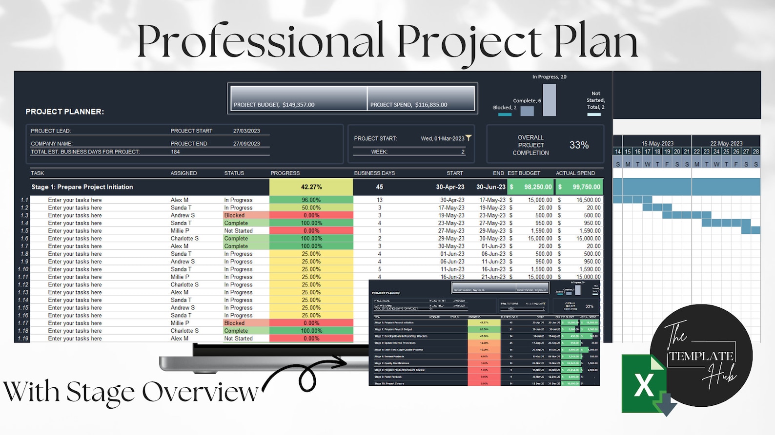 Project Plan, Task Tracker, Gantt Chart, Workload Planner, Digital