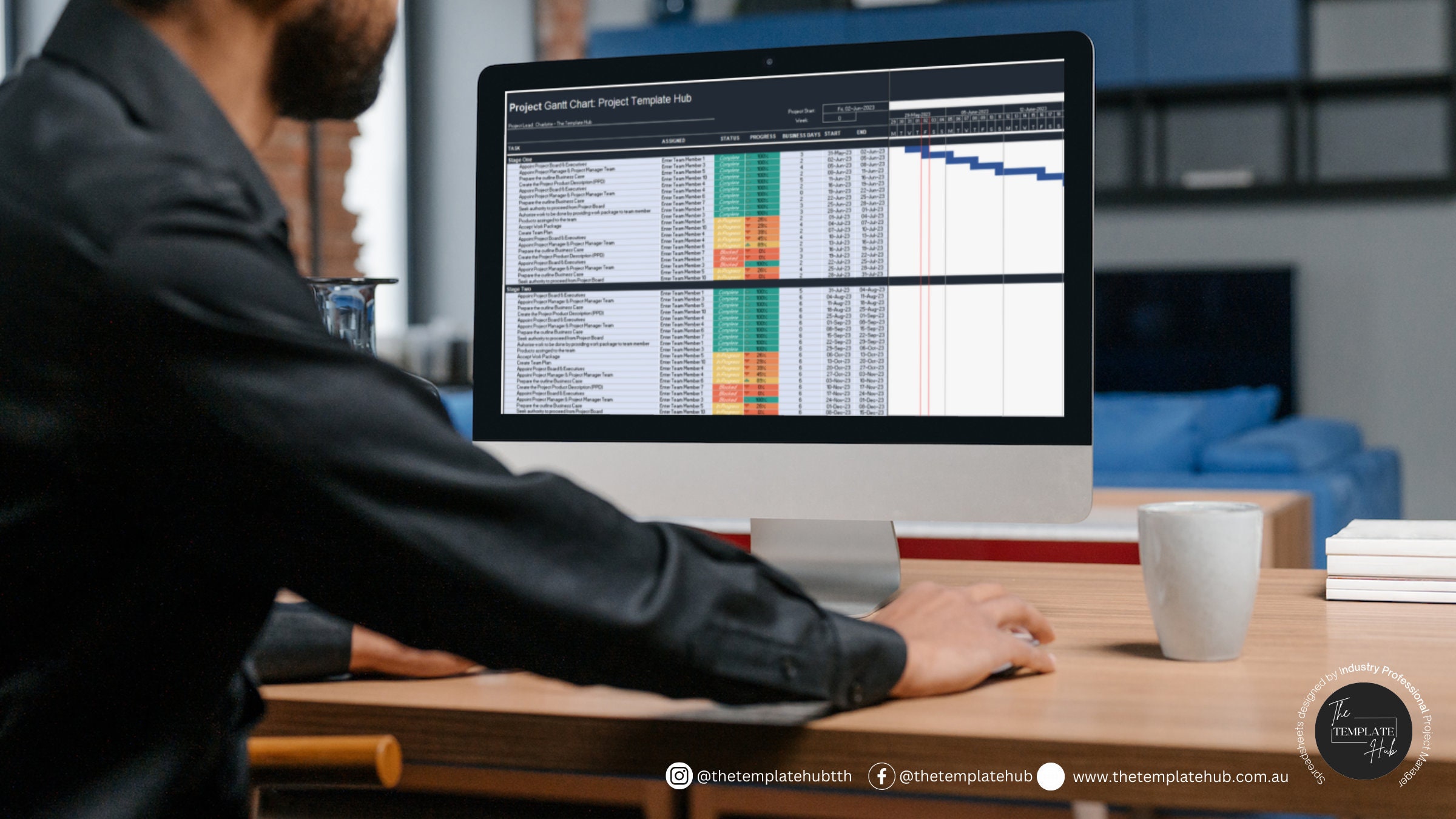Professional Excel Gantt Chart | Automated Project Timeline | Microsoft ...