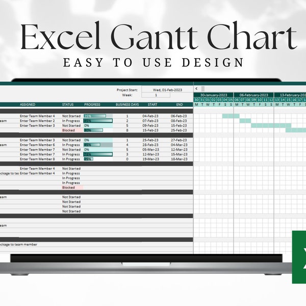 Semplice diagramma di Gantt Excel/Cronologia del progetto automatizzato/Modello Microsoft Excel