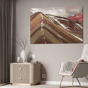 Rainbow Mountain Peru wall art Canvas, Canvas Prints