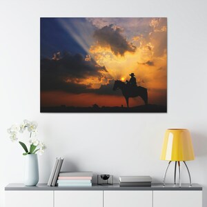 Sunset On A Cowboy Canvas Wall Art, Canvas Print