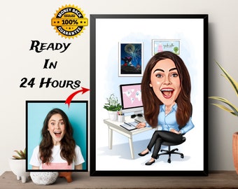 Custom Cartoon Caricature Portrait: Personalized Digital Art Gift (Digital Files Only)