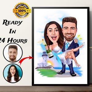 Personalisiertes Paar-Karikatur-lustiges Karikatur-Porträt, Karikaturzeichnung vom Foto, Geschenk für Eltern, Paar, ihn, sie, Hochzeit