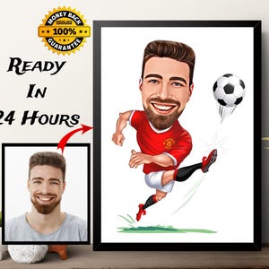 Football/Soccer Player Gift, Football Player Caricature Drawing From Photo, Soccer Custom Digital Caricature Portrait, Birthday Gift