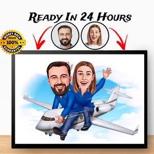 Personalisiertes Reisepaar Cartoon Portrait vom Foto, Reisepaar Karikatur Portrait Zeichnung, Lustige Reisepaar Geschenkideen